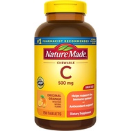 Nature Made Chewable Vitamin C 500 mg, Suplemen Vitamin C untuk Sokongan Imun, 150 Tablet, Bekalan 1