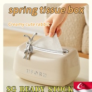 [SG ]Creative Spring Holder Tissue Box Cute Rabbit Decoration Desktop Drawing Carton Living Room Bedroom Tissue Box