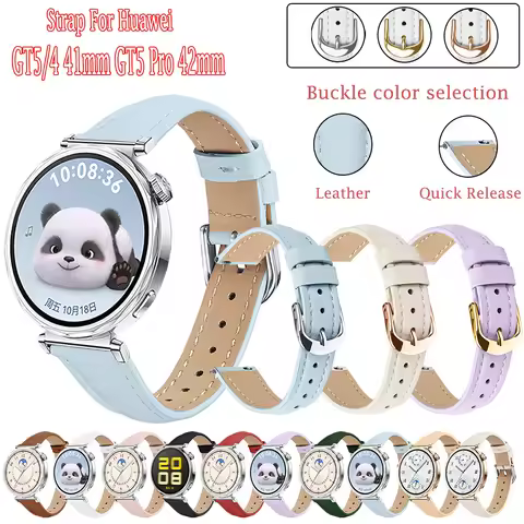 18mm Leather Bracelet for Huawei Watch GT5 41mm Band Lightweight Fashion Men Women Watchstrap for Hu