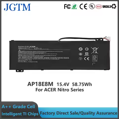 JGTM Rechargeable laptop battery AP18E8M AP18E7M 15.4V 58.75Wh for ACER Nitro 5 AN515-54 AN517-51 7 