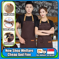 【SG Stock】Apron Adjustable Waterproof Chef Apron With Two Pockets Solid Color/apron for woman/apron 