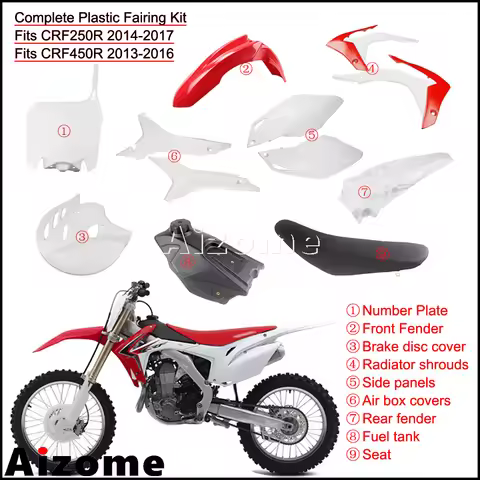 Motorcycle Dirt Bike Plastics Full Fairing Kits For Honda CRF250R CRF 250F 2014-17 CRF450R CRF 450R 