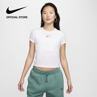 Nike Womens Challenger Knit Mid Crop Tee - White