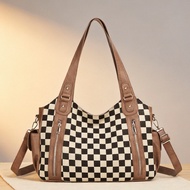 [innersetting.my] Women Checkered Shoulder Handbag with Adjustable Strap Crossbody Handbag