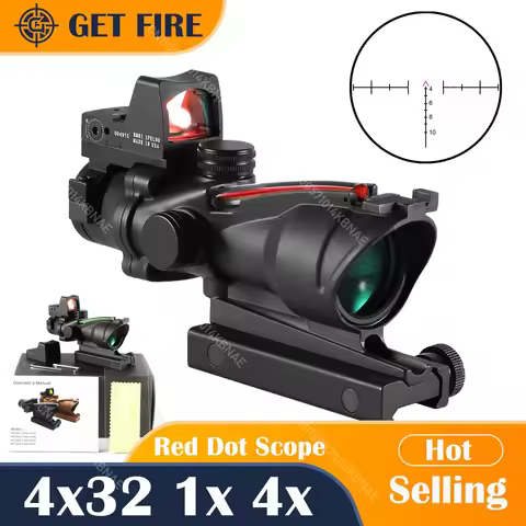 Scope ACO 1x32 4X32 Tactical Green Red Dot Sight With RM Real Fiber Optic Riflescope For Rifle Hunti