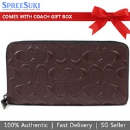 Coach Men Men Wallet In Gift Box Long Wallet Accordion Signature Crossgrain Mahogany Brown # F58113