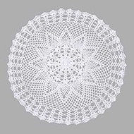 Hollow Round Doilies 60x60cm White Pineapple Flower Lace Doilies Handmade Crochet Table Runner Cotto
