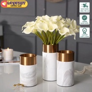 [LysVN] Modern Marble Metal Flower Vase With Gold Border Marble Flower Vase