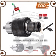 Adaptor Chuck Mata Impact Sambungan Jadi Bor Baut Kunci Adapter Converter + Sekrup