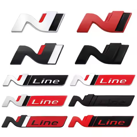 3d Metal Logo N Line Emblem Car Front Grill Badge Rear Trunk Sticker For i20 i30 Kona Elantra Tucson