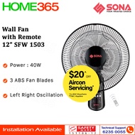 Sona Wall Fan with Remote 12" SFW 1503