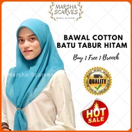 Tudung Bawal Cotton Batu Tabur Hitam Murah Bidang 45 | Tudung Manik Berlian Hitam Senang Bentuk