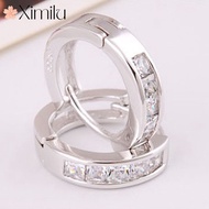 Original Simple Swiss Diamond Square Silver Earrings Female Zircon Silver Earrings Square Diamond Ea