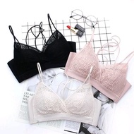 [ isi 1pcs dan 2pcs ]Bra wanita set+cd bra seamless motif renda bagian depan busa sedang kait 3 moti