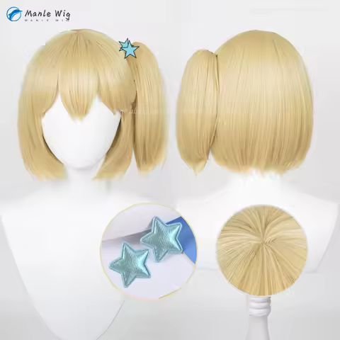 Anime Yachi Hitoka Cosplay Wig Women 30cm Blonde Yellow With Ponytail Cosplay Anime Wigs Heat Resist