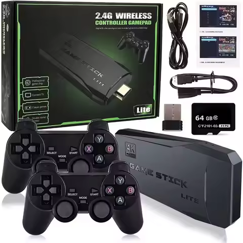 M8 Retro HD 4K TV Video Game Stick with 20000 Preloaded Games and Two Wireless Controllers for Kids 