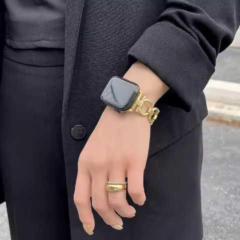 Metal Strap For Apple Watch UItra 8 7 49mm 45mm 44mm Fashion Circle Chain Watch Band For iWatch Seri