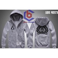 Axwell Ingrosso Outerwear Men's Hoodie Sweater Jacket Front ZipperWanita Korean Polyflex Screen Prin