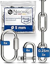 3pcs 25cm = 0.25m 5mm thick stainless steel extension chain breaking load max 900kg with closure scr