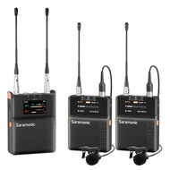 UHF ไร้สายดิจิทัลสองช่องทาง K9 Saramonic สำหรับผู้สร้างภาพยนตร์ไมโครโฟนสายคล้องคอผู้สร้างเนื้อหารายก
