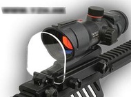 【KC軍品】寬軌魚骨專用折疊式狙擊鏡-內紅點保護片(適用各種內紅點) 壓克力 防BB彈 防彈 瞄具防護(含底座-半圓型)
