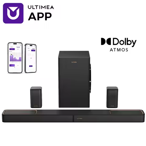ULTIMEA 460W 5.1.2ch Sound Bar with Dolby Atmos, Surround Sound Home Theater System for TV with 2 Su