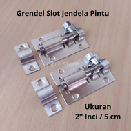 Grendel Slot Pintu Jendela Rumah 2" inch Tulak Kunci Selot Pintu Rumah Kayu Stainless Plat Tebal Gomeo 2 Inci panjang 5cm Silver Kuat Anti Maling