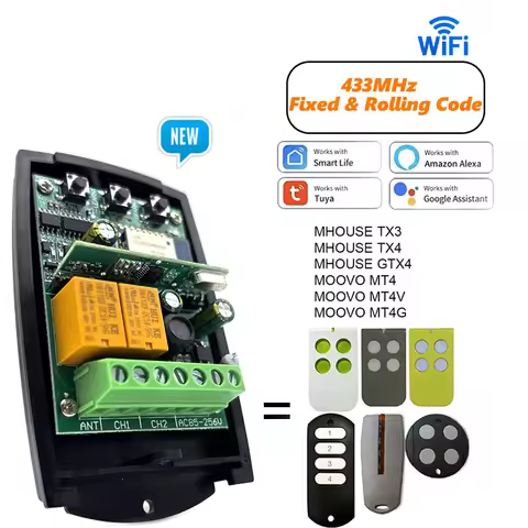 Tuya WIFI Universal Receiver Garage Door Receiver 433.92MHz For MHOUSE TX3 TX4 GTX4 MT4 MT4V MT4G Re