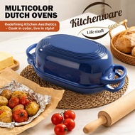 Enameled Cast Iron Sourdough Bread Oven, Dutch Oven 5QT Loaf Cast Iron Bread Pan for Homemade Bread 
