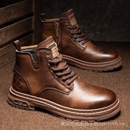 马丁靴男秋季拉链男士英伦风高级爆款短筒工装靴美式休闲复古男鞋 Martin Boots Men Autumn Zipper Men British Style High-End Hot-selling