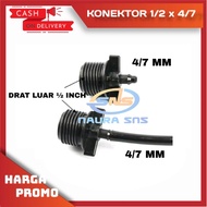 4/7MM ADAPTER CONNECTOR TO 1/2 INCH OUTER THREAD SUITABLE FOR 7MM PE HOSE/ hose connector