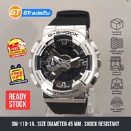 Original G Shock Men GM-110-1A GM110-1A Analog Digital GA110 Metal Bezel Watch Silver Black Resin Ba