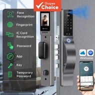 One set smart door lock, 7 in 1, face recognition, WiFi, Wishome app remote unlock, biometric finger