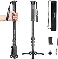 Manbily A-222 Extendable Aluminium Camera Monopod with Feet, Portable Travel and Removable Tripod Ba