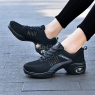 Ready Stock Ladies Dance Shoes Flying Woven Breathable Square Dance Sneakers Modern Dance Shoes Women Mid-heel Square Dance Shoes Flying Line Dance Shoes Cushioned Sole Shoes Moder
