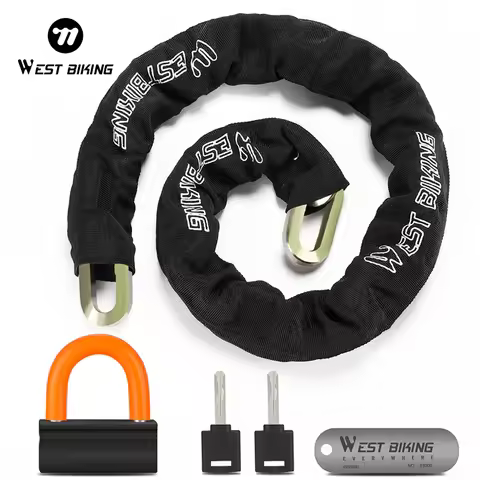 WEST BIKING Bicycle Lock Heavy Duty MTB Road Anti Theft Safety Security Chain Lock for Motorcycle Sc