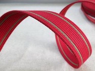 【米拉 帆布工坊】 紅金條紋棉織帶 (編號：紅012） 寬3.8 ㎝ / 厚0.25 ㎝ / 一呎 20元