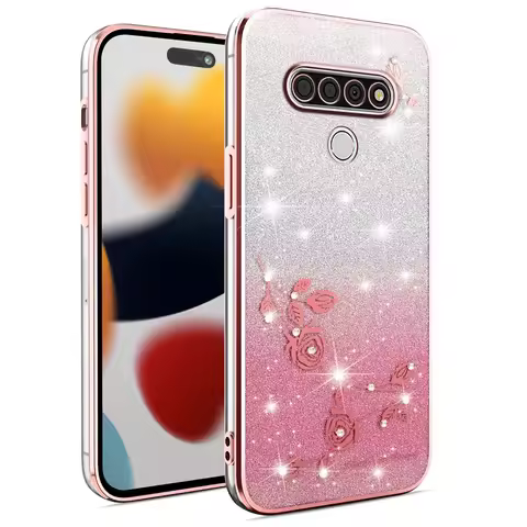 for LG Velvet 5G G900N G900EM Bling Gradient Eternal Flower Diamond Phone Case on for LG K51 Stylo 6