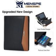 MENSPE ซองใส่บัตร RFID แบบดึงออกได้กระเป๋าผู้ชายแบบสั้นกระเป๋าใส่เหรียญไมโครไฟเบอร์นุ่มกระเป๋าใส่เงิ