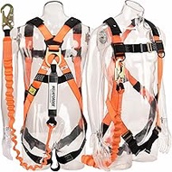 WELKFORDER 1D-Ring Fall Protection Safety Harness[3pt Adjustment] with 6-Foot Shock Absorber Stretch