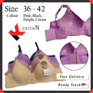 B3289｜Plus Size 36-42 Women’s Full Cotton Cup Coverage Non Wired No Dawai Bra_Lady’s Bra Baju Dalam 