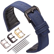 ❦❍ Nylon Genuine Leather Watch Band Women Men 20mm 21mm 22mm Strap Black Green Blue Watchband With Pin Buckle Accessories