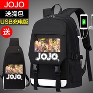 EZREAL JOJO อะนิเมะผจญภัยโรงเรียนมัธยมกระเป๋าเป้สะพายหลังขนาดใหญ่ความจุกระเป๋าเดินทางสําหรับชายสบายๆ