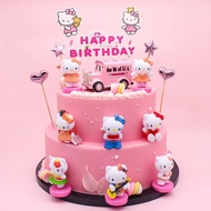 6pcs Hello Kitty Cake Decorations Cartoon Cat Cake Topper Kids Birthday Party Supplies Girls Gifts Toys