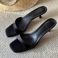 Dép Cao Gót Đầu Vuông Kiểu Pháp Mùa Hè Mới Cho Nữ Dép Xăng Đan Hở Mũi Đơn Giản Giày Cao Gót Đế Cao S