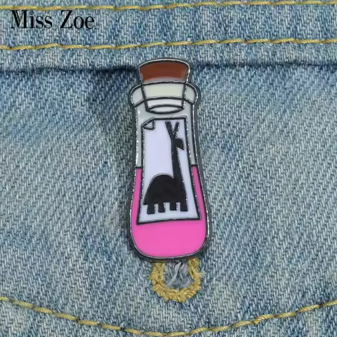 Kuzco’s Potion Enamel Pins Custom Purple Llama Potion Brooches Lapel Badges Fun Cartoon Movie Jewelr