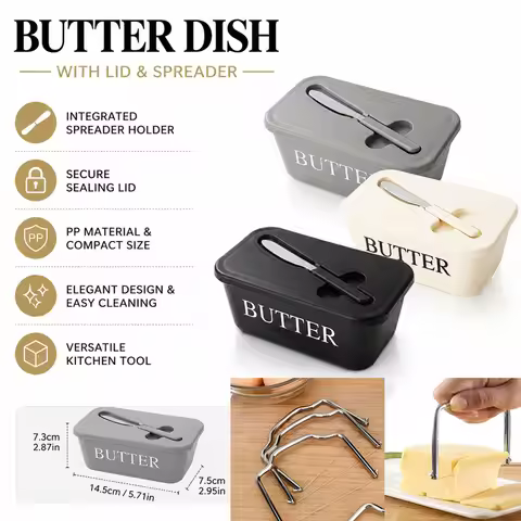 Butter Container Box With Lid & Knife Restaurant Sealed Storage Box Cheese Box with Knife Butter Sli