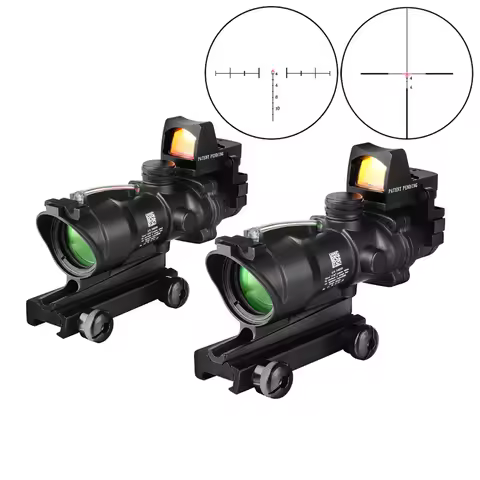 4X32 Real Fiber Optics Red Dot Illuminated Chevron Glass Etched Reticle Tactical Optical Scope Hunti