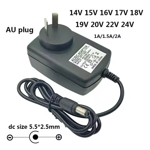AU Plug AC DC 14V 15V 16V 17V 18V 19V 20V 22V 24V DC Power Supply 14V 2A 16 Volt 16V 2A 17V 2A 15V 2