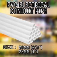 [3ft Length] 20mm (3/4") / 25mm (1") PVC ELECTRICAL CONDUIT PIPE  Pipe wiring Paip Wiring Paip elekt